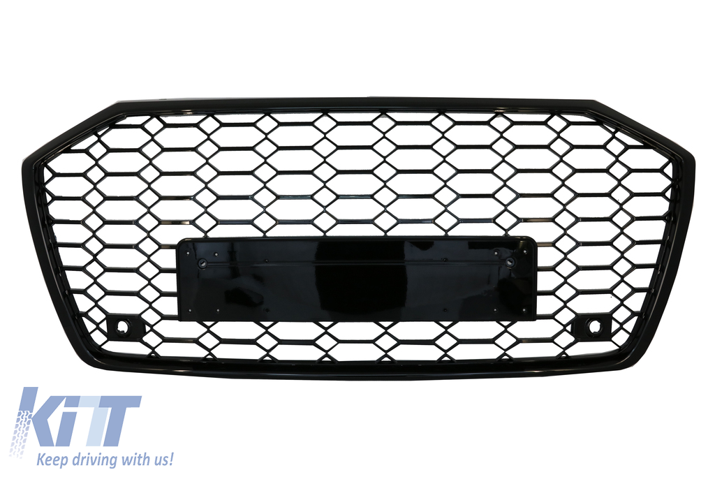 Badgeless Central Grille suitable for Audi A6 C8 4K (2018-up) RS6 Design Piano Black