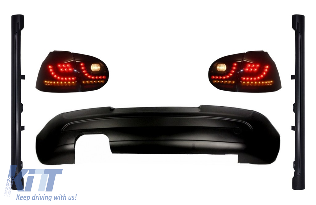 Rear Bumper Extension with LED Taillights Smoke and Side Skirts suitable for VW Golf 5 V (2003-2007) GTI Edition 30 Design