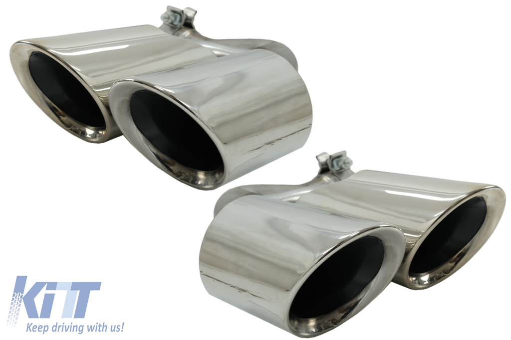 Exhaust Muffler Tips Quad suitable for Porsche Cayenne 9Y0 SUV 3.0 (2018-up) Upgrade to Cayenne S Chrome