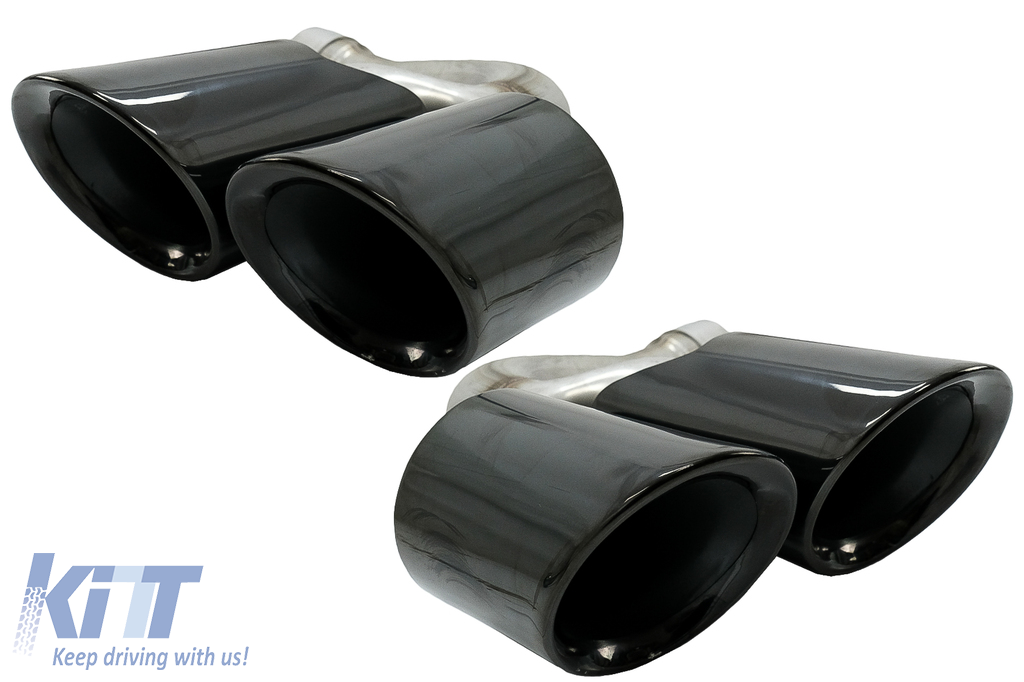 Exhaust Muffler Tips Quad suitable for Porsche Cayenne 9Y0 SUV 3.0 (2018-up) Upgrade to Cayenne S Black