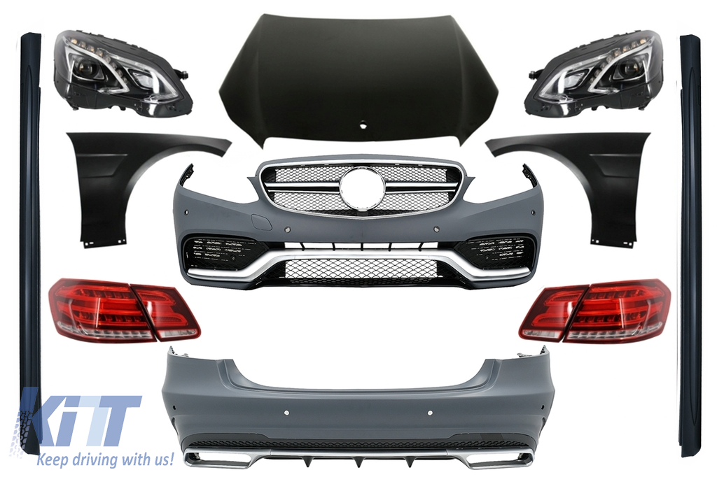 Body Kit with LED Headlights and Light Bar Taillights suitable for MERCEDES E-Class W212 Facelift (2013-2016) E63 Design