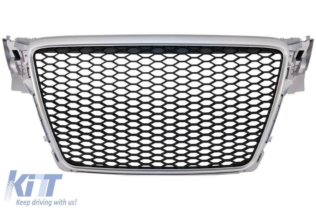Badgeless Front Grille suitable for AUDI A4 B8 (2007-2012) Limousine Avant RS Design Silver