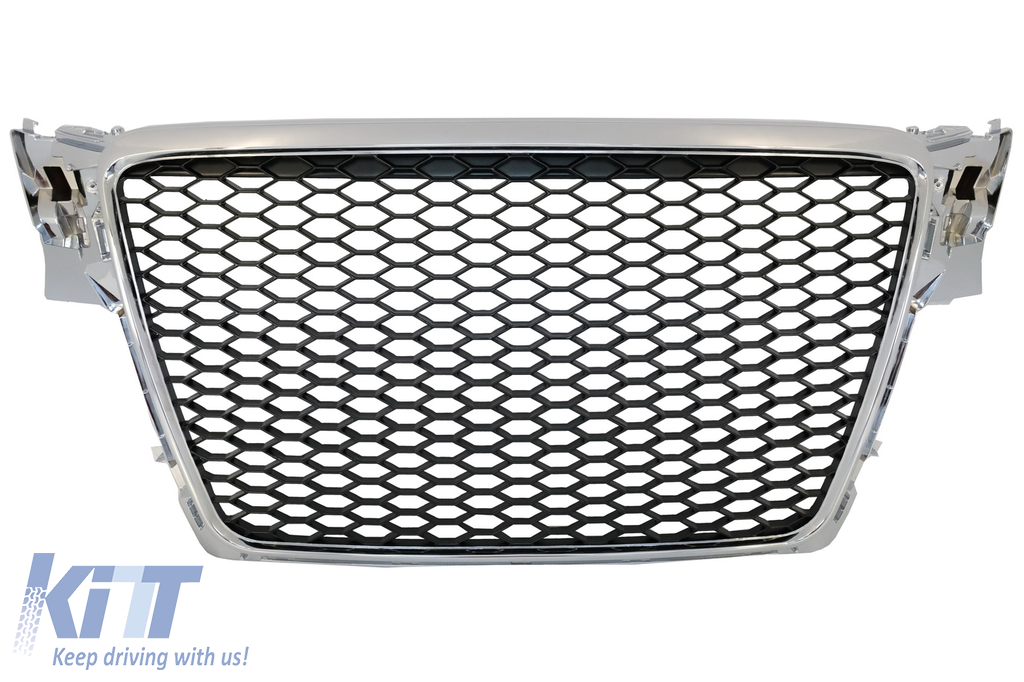 Badgeless Front Grille suitable for AUDI A4 B8 (2007-2012) Limousine Avant RS Design Chrome