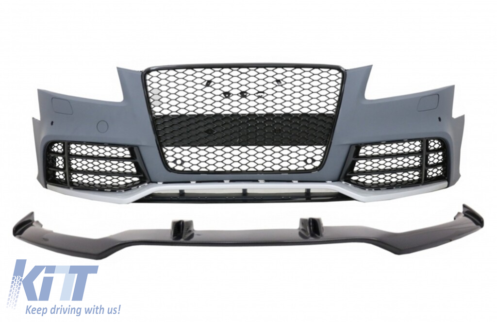 Front Bumper and Add-On Spoiler Lip Real Carbon suitable for Audi A5 8T Pre Facelift (2008-2011) RS5 Design