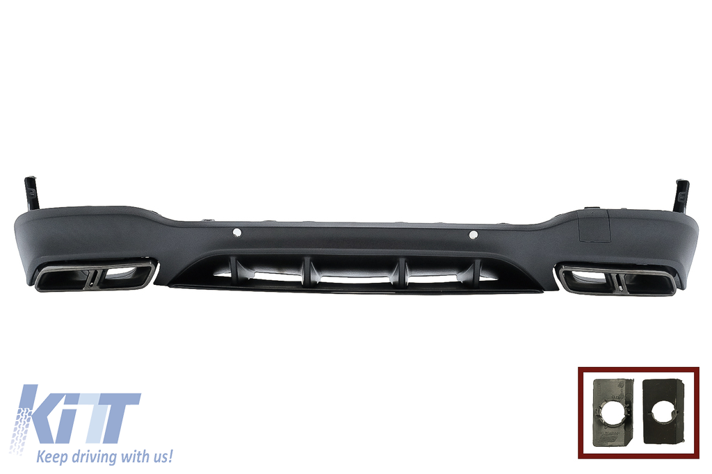 Rear Diffuser with Exhaust Muffler Tips suitable for Mercedes GLC X253 SUV (2015-07.2019) Night Package Design
