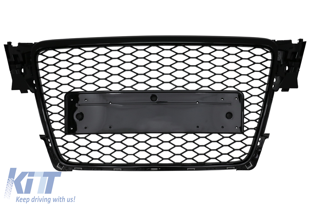 Badgeless Front Grille suitable for Audi A4 B8 (2007-2012) RS Design Piano Black
