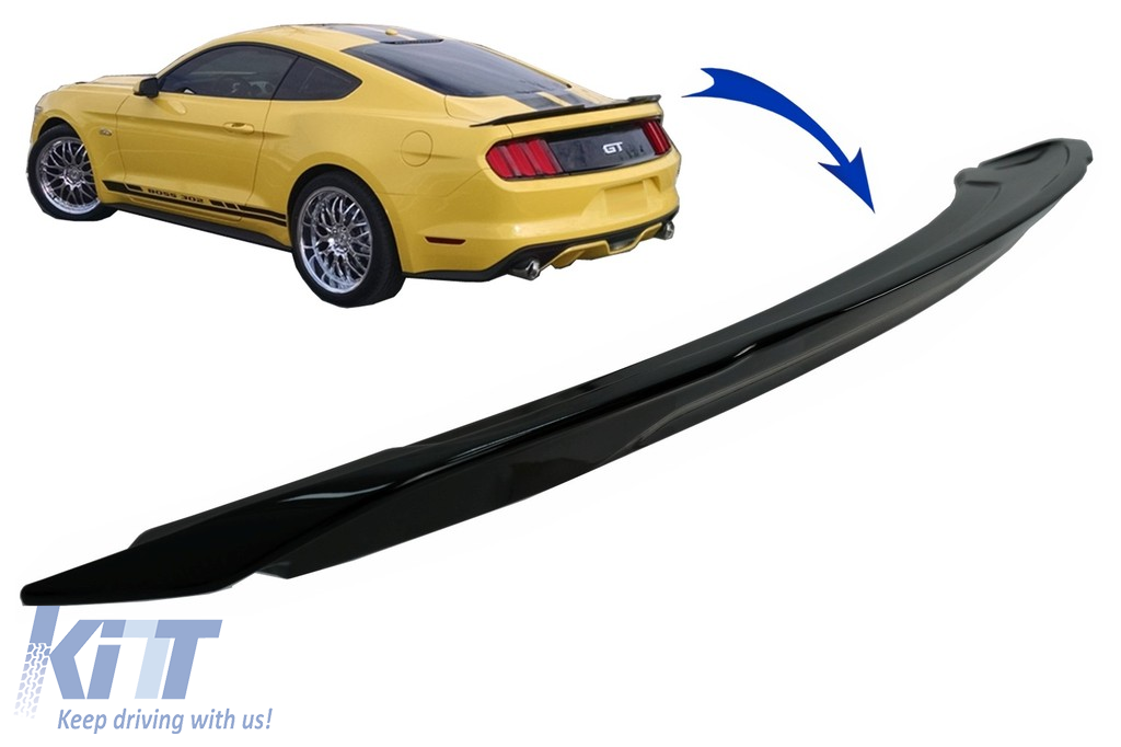 Trunk Boot Spoiler suitable for Ford Mustang Mk6 VI Sixth Generation (2015-2020) GT350 Design Piano Black