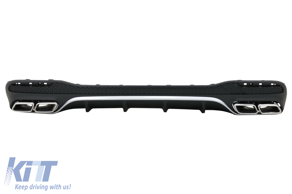 Rear Diffuser with Exhaust Muffler Tips suitable for Mercedes GLE W166 SUV Sport Line (2015-2018)
