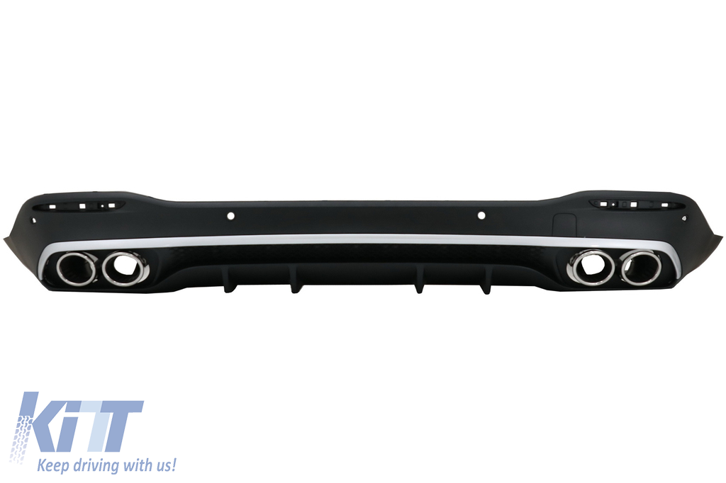 Rear Diffuser with Silver Exhaust Muffler Tips suitable for Mercedes GLE W167 SUV V167 Sport Line (2019-Up) GLE53 Design