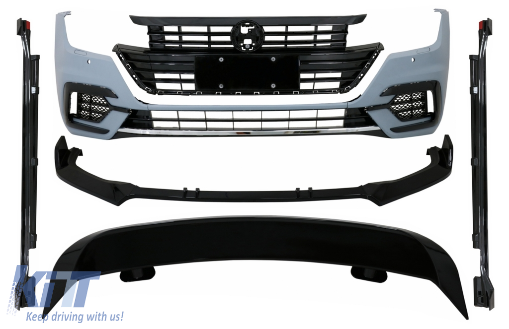 Front Bumper with Side Skirts Extensions and Trunk Spoiler suitable for VW Arteon (2017-2020) R-Line Look