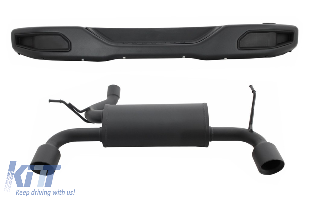 Metal Rear Bumper with Complete Exhaust System Axle-Back suitable for JEEP Wrangler / Rubicon JK (2007-2017) Double Exhaust Evacuation