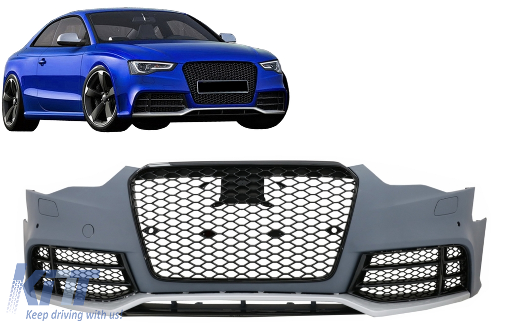 Front Bumper suitable for Audi A5 8T Facelift (2012-2016) RS5 Design with Honeycomb Grilles