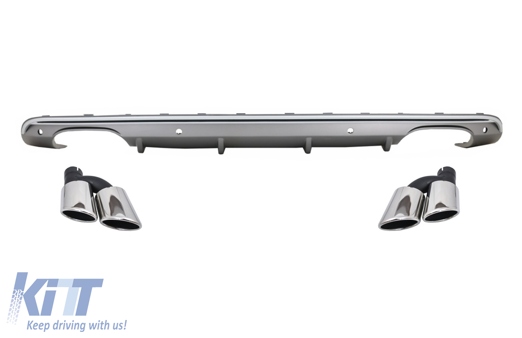 Rear Diffuser Double Outlet with Exhaust Muffler Tips suitable for AUDI Q5 8R Facelift (2009-2016) only S-Line Bumper