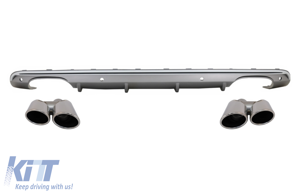 Rear Diffuser Double Outlet with Exhaust Muffler Tips suitable for AUDI Q5 8R Facelift (2009-2016) S-Line Bumper