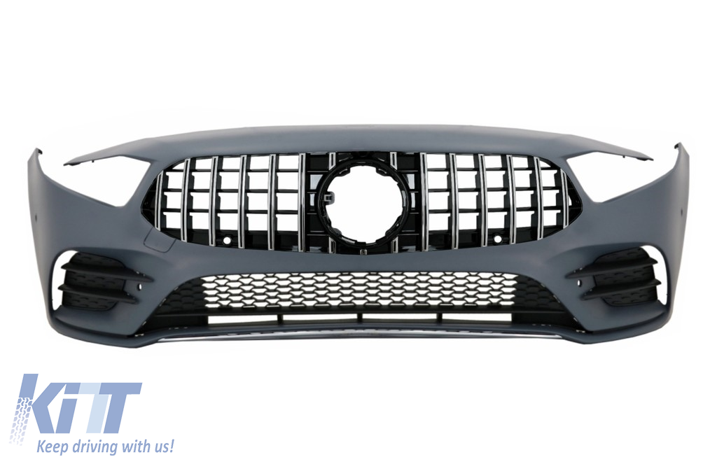Front Bumper with Central Grille suitable for Mercedes A-Class W177 Hatchback / V177 Sedan (2018-Up) GT-R Panamericana Design