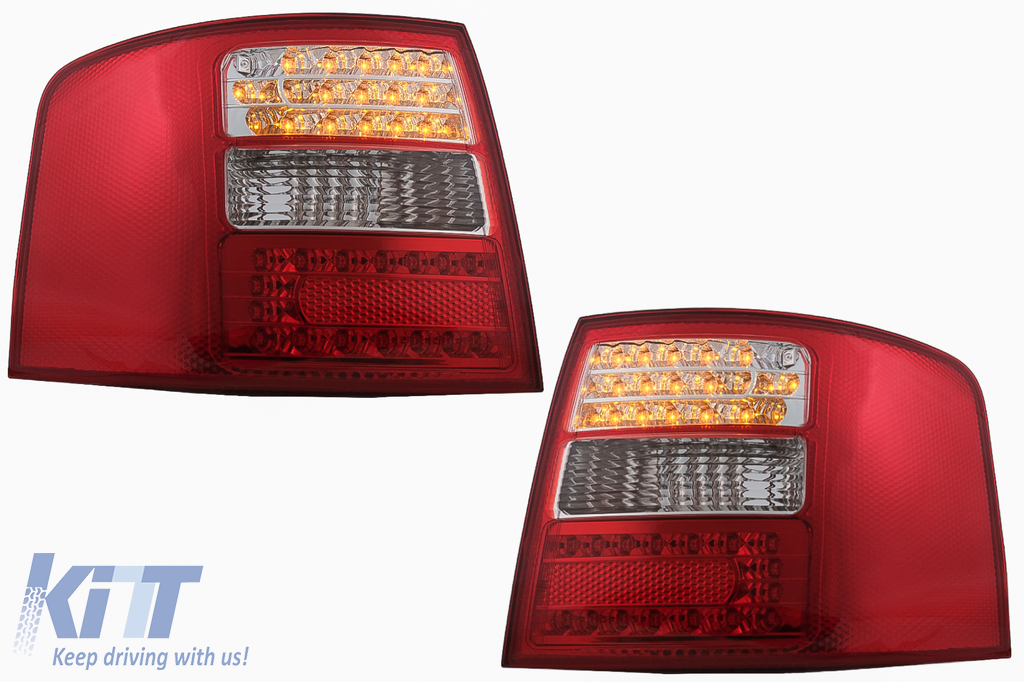 LED Taillights suitable for Audi A6 4B C5 Avant (05.1997-05.2004) Clear Glass Red and White