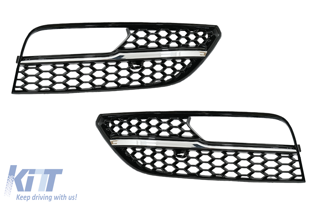 Fog Lamp Covers Side Grilles suitable for Audi A3 8V (2013-2015) RS3 Design Paino Black