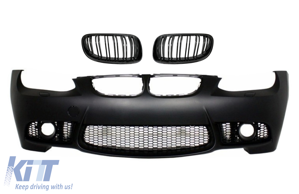 Front Bumper with Kidney Grilles Double Stripe suitable for BMW 3 Series E92 E93 (2006-2009) Without PDC and Projectors