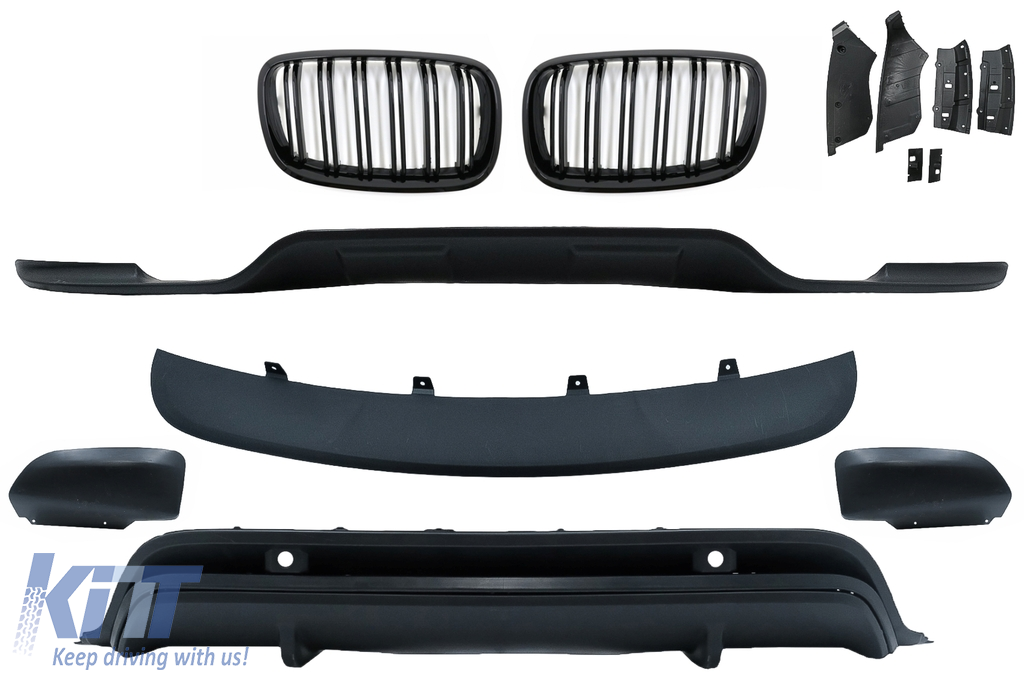 Aerodynamic Body Kit with Front Grilles Kidney suitable for BMW X5 E70 LCI (2011-2014) Double Stripe M Design