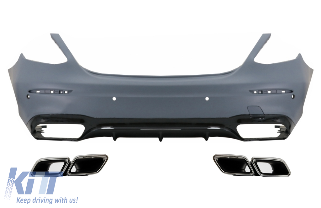Rear Bumper with Exhaust Muffler Tips Chrome suitable for Mercedes E-Class W213 (2016-2019) E63 Design