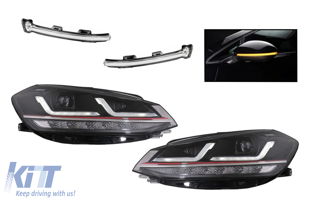 Osram Full LED Headlights with Dynamic Full LED Mirror Indicators LEDriving suitable for VW Golf 7.5 Facelift (2017-2020) GTI Look upgrade for Halogen with Dynamic Sequential Turning Lights