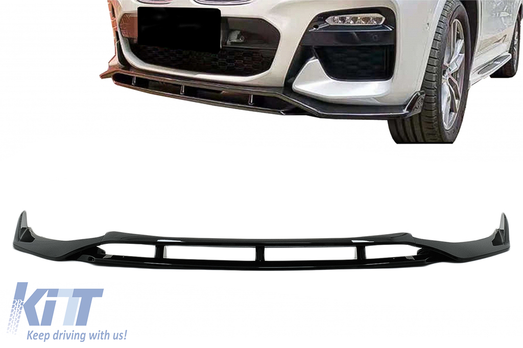 Front Bumper Spoiler Lip suitable for BMW X4 G02 X4M (2018-Up) Piano Black