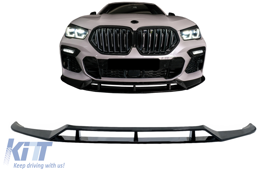 Front Bumper Spoiler Lip suitable for BMW X6 G06 X6M (2019-up) Piano Black