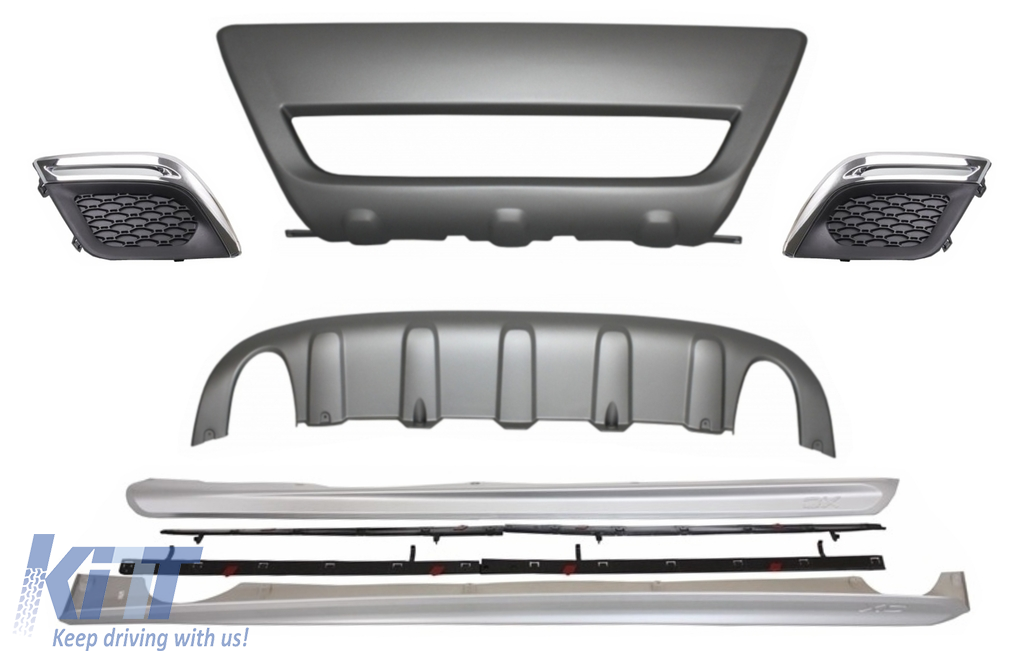 Bočné prahy s ochrannými krytmi pre terénne vozidlá a z hmlový,o svetlami pre Volvo XC60 (2008-2013) R-Design