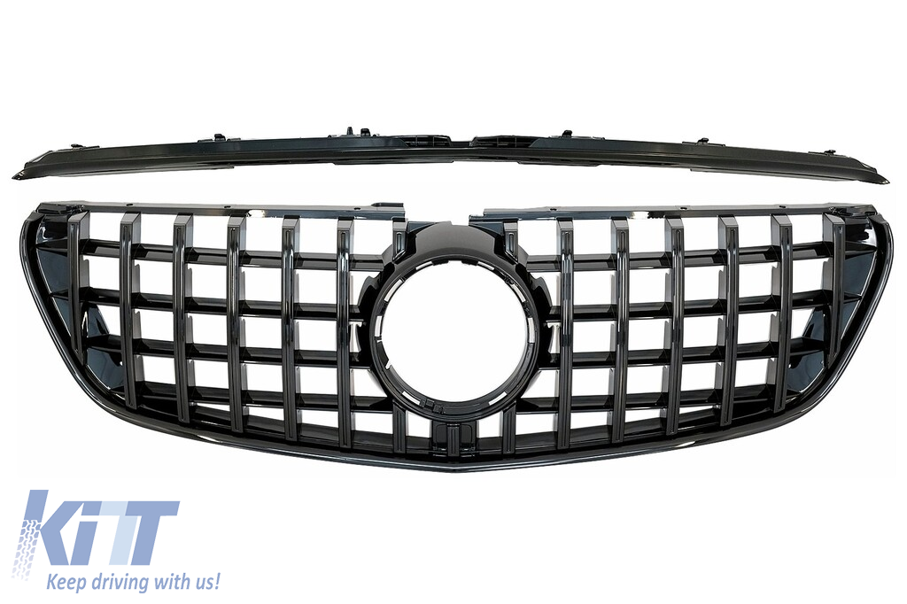 Central Grille suitable for Mercedes V-Class W447 (2014-03.2019) GT R Panamericana Design All Black