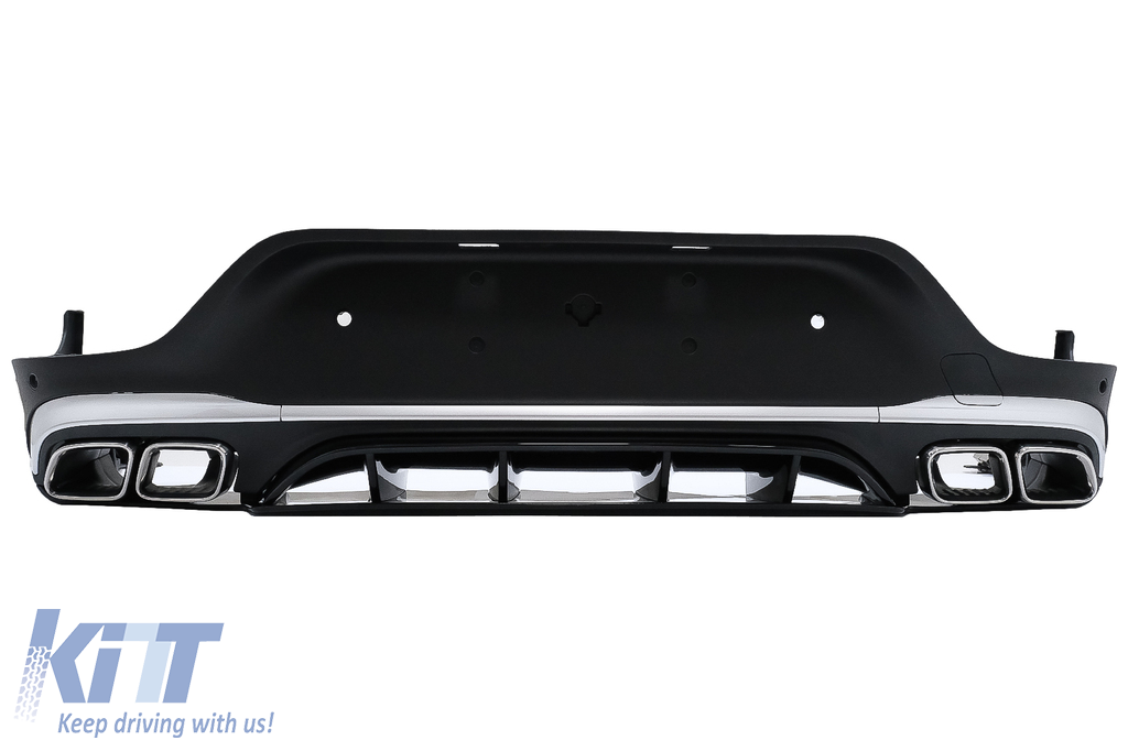 Rear Diffuser with Exhaust Silver Muffler Tips suitable for Mercedes GLC Coupe Facelift C253 (2020-) GLC63 Design