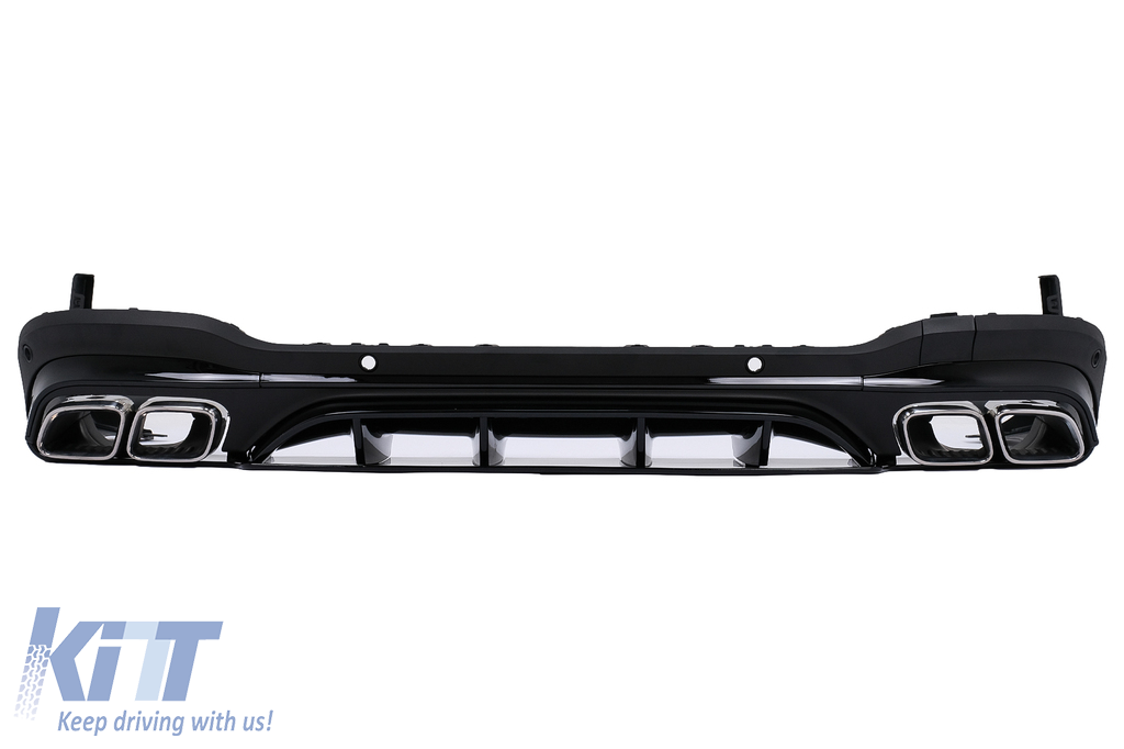 Rear Diffuser with Silver Exhaust Muffler Tips suitable for Mercedes GLC SUV X253 Facelift (2020-up) GLC63 Design