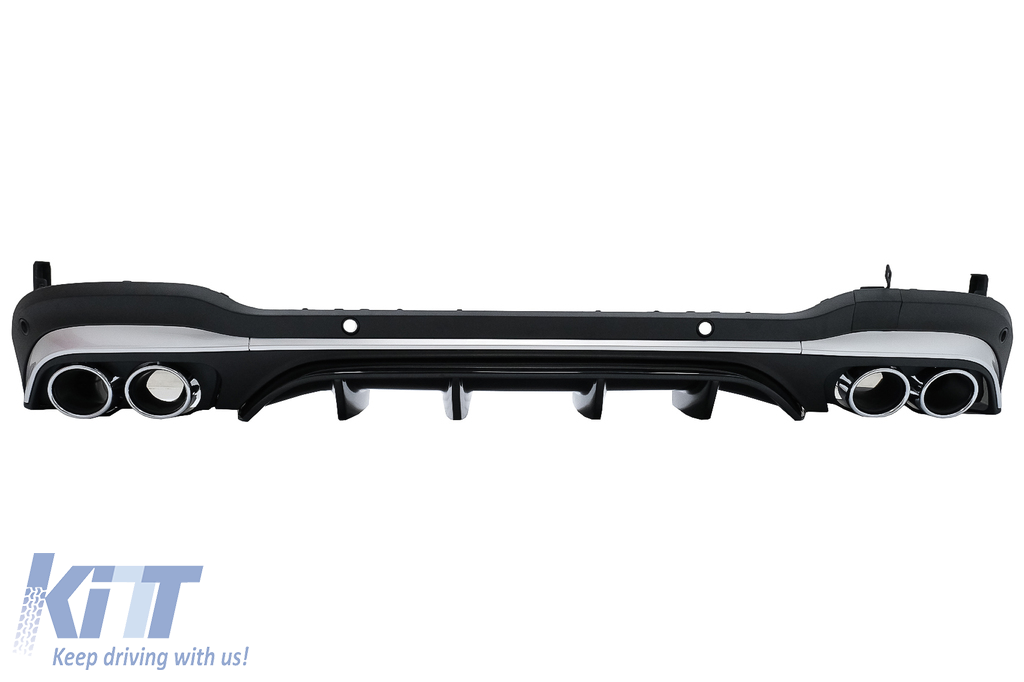 Rear Diffuser with Silver Exhaust Muffler Tips suitable for Mercedes GLC SUV X253 Facelift (2020-) GLC43 Design