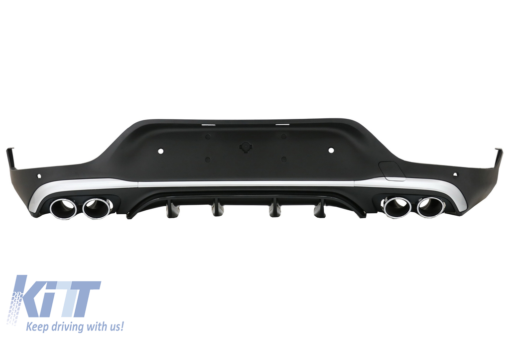 Rear Diffuser with Exhaust Silver Muffler Tips suitable for Mercedes GLC Coupe Facelift C253 (2020-) GLC43 Design