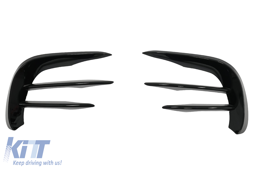 Front Bumper Flaps Side Fins Flics suitable for Mercedes E-Class W213 S213 C238 A238 Facelift (2020-up) Piano Black for AMG Sport Line