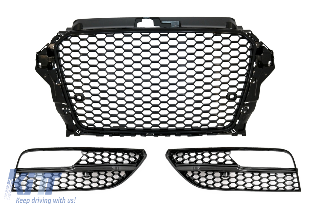 Badgeless Front Grille with Fog Lamp Covers Side Grilles suitable for AUDI A3 8V (2012-2016) RS3 Design