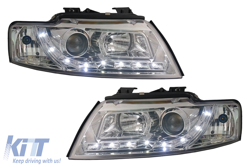 LED DRL Headlights suitable for Audi A4 B6 Cabrio (2000-2006) Chrome