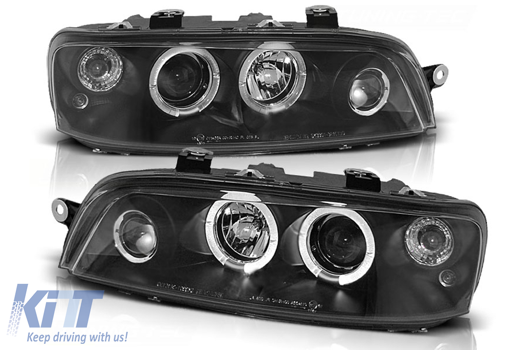 Headlights Angel Eyes suitable for Fiat Punto 2 (1999-06.2003) Black