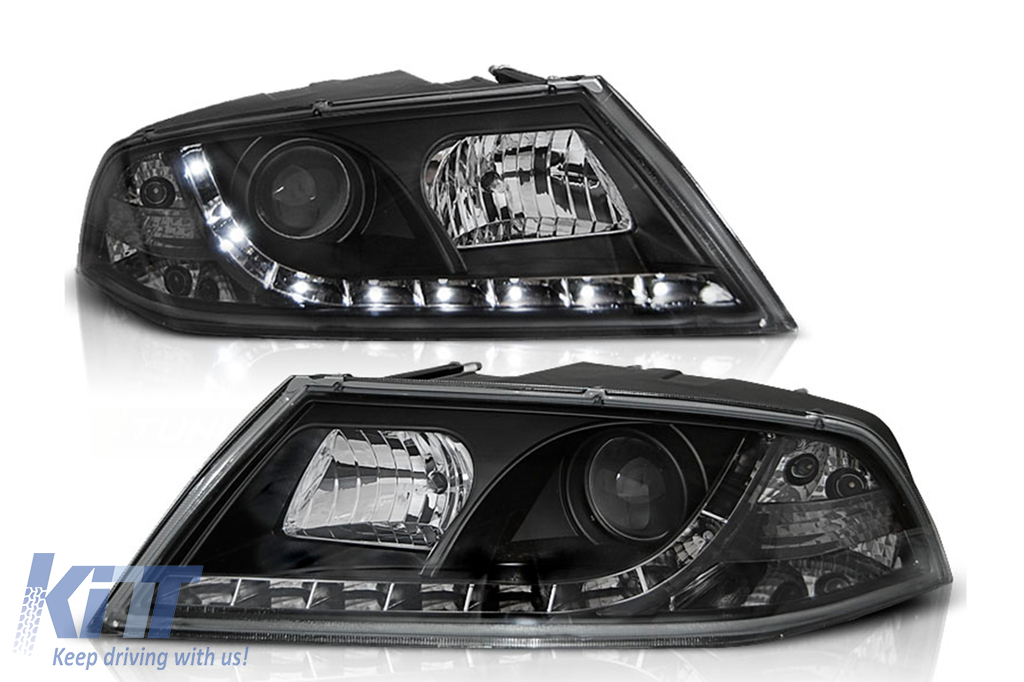 Xenon LED DRL Headlights suitable for Skoda Octavia II (03.2004-2008) Black