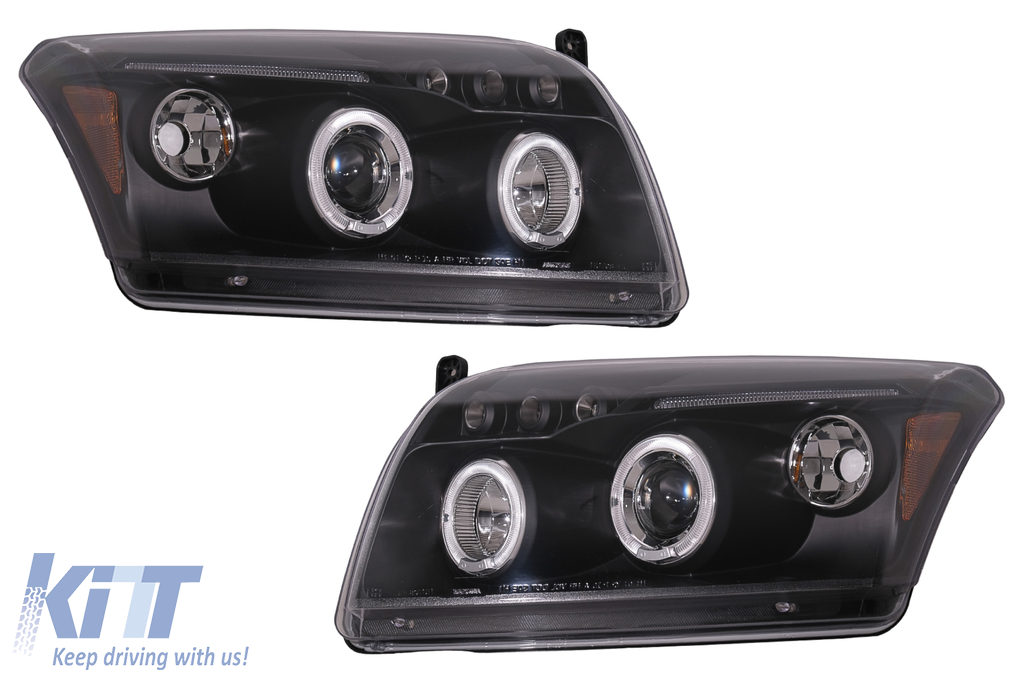 Angel Eyes Headlights suitable for Dodge Caliber (2006-2012) Black