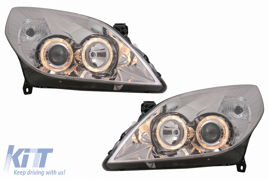 Angel Eyes Headlights suitable for Opel Vectra C / Signum Facelift (09.2005-2008) Chrome