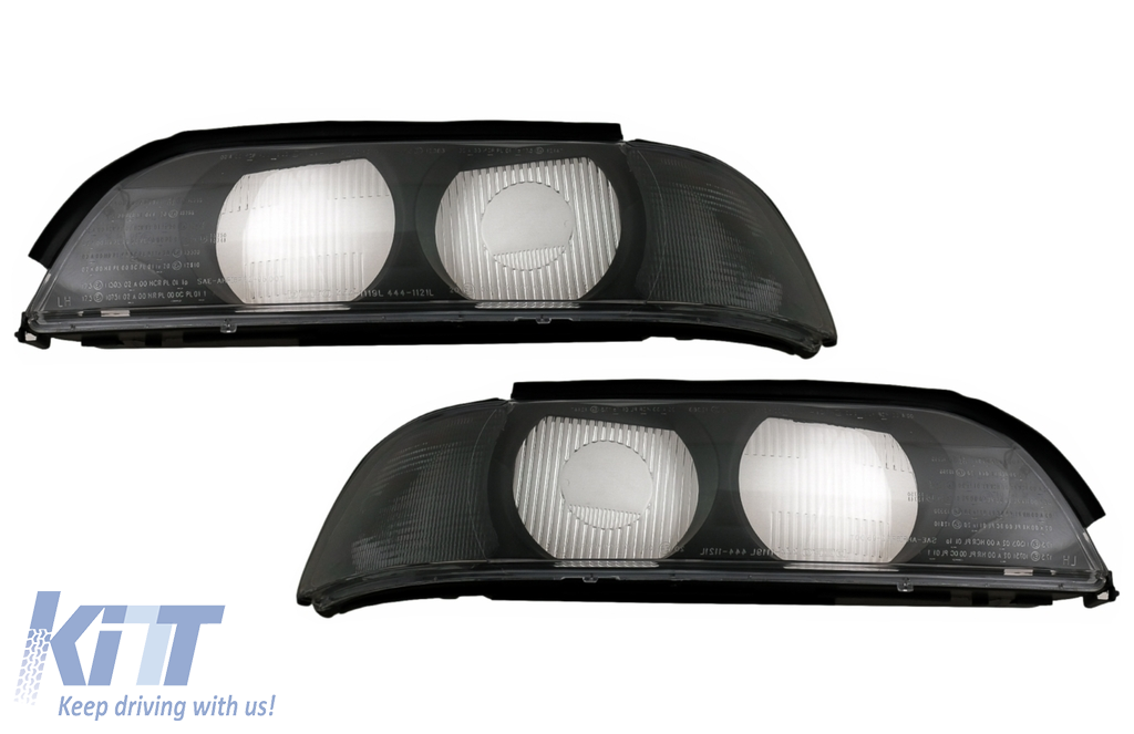 Headlights Lens Left and Right Side Smoke Grey suitable for BMW 5 Series E39 (1995-2000)