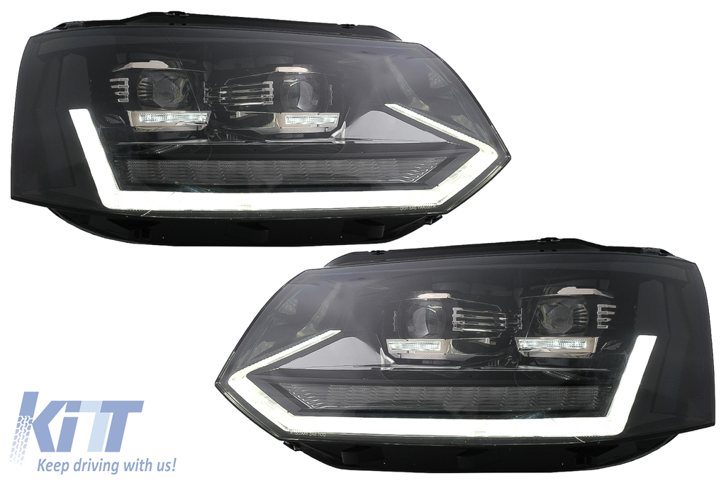 Full LED DRL Headlights suitable for VW Transporter Caravelle Multivan T5 Facelift (2010-2015) with Dynamic Sequential Turning Light