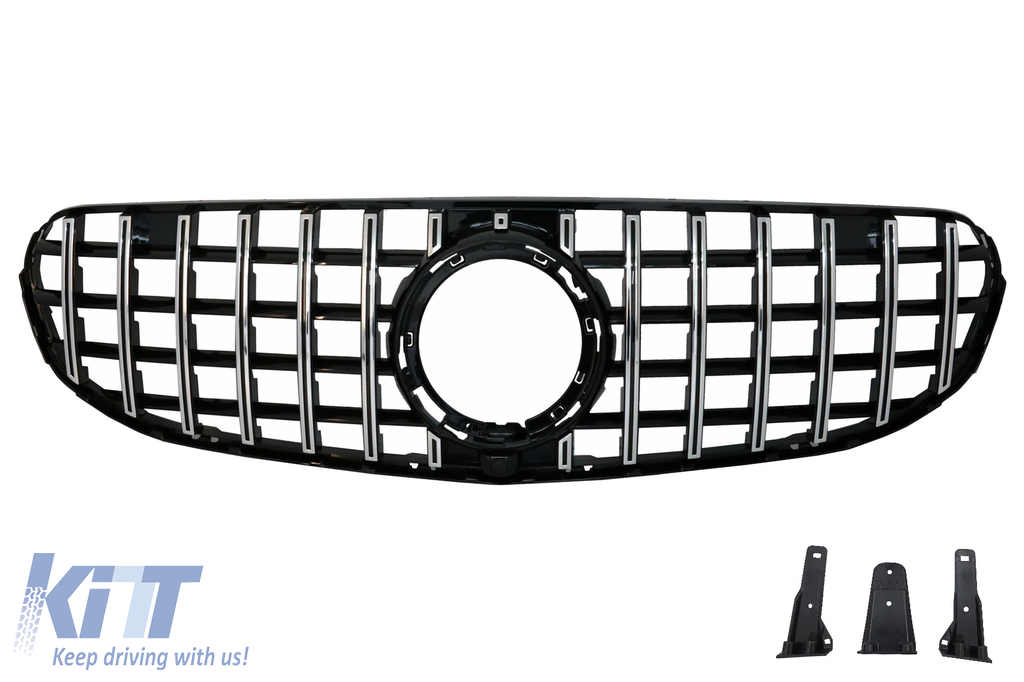 Front Central Grille suitable for Mercedes GLC X253 C253 Facelift (2020-up) Standard&OFF-ROAD GTR Panamericana Design Chrome