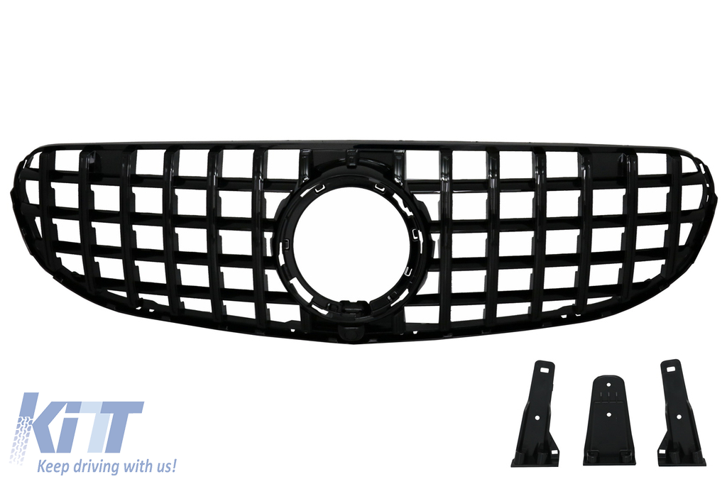 Front Central Grille suitable for Mercedes GLC X253 C253 Facelift (2020-up) Standard&OFF-ROAD GTR Panamericana Design All Black