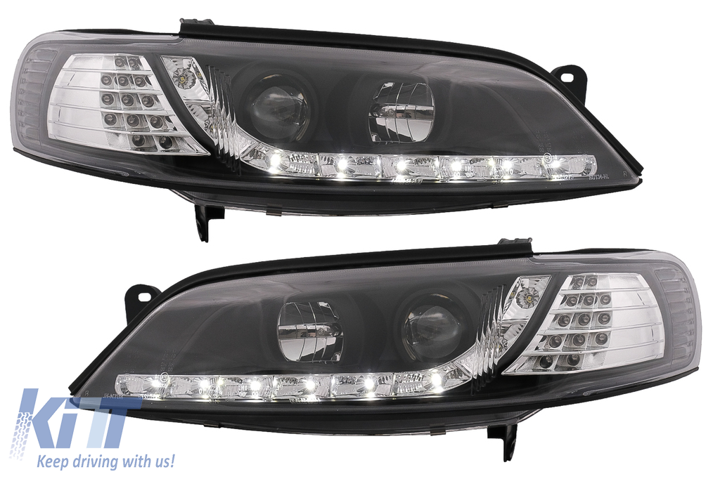 Daylight LED Headlights suitable for Opel Vectra B (11.1996-12.1998) LHD Black
