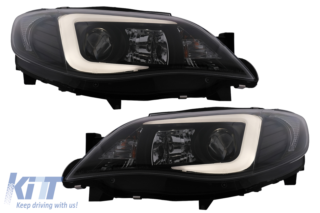 LED Tube Light Headlights suitable for Subaru Impreza III GH (2007-2012) Black