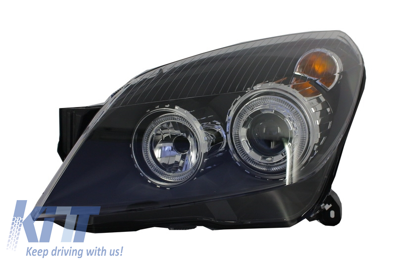Headlight Replacement suitable for OPEL Astra H (2004-09) 2 Halo Rims Black Left Side