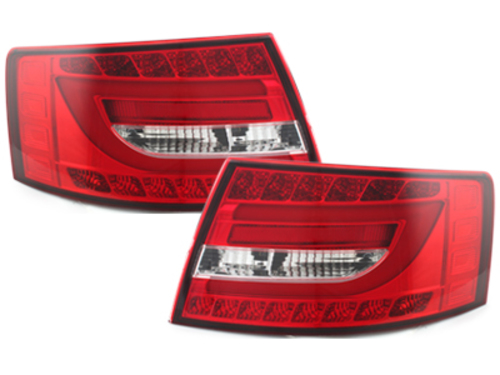 LED Light Bar Taillights suitable for Audi A6 Limousine (2004-2008) Red/Crystal Factory LED