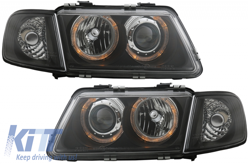 Headlights suitable for Audi A3 8L (08.1996-08.2000) Angel Eyes Black
