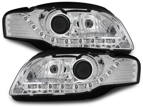 DAYLIGHT Headlights suitable for Audi A4 B7 (11.2004-03.2008) DRL Optic Chrome